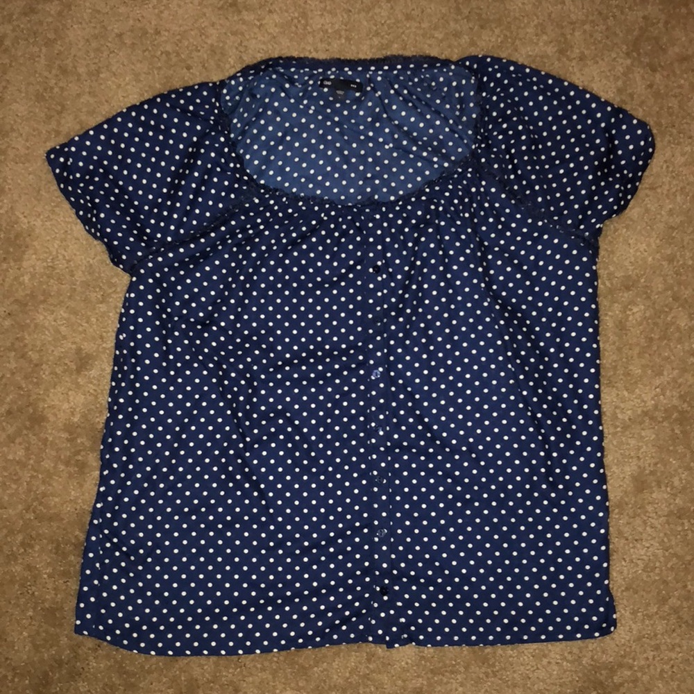 Large blue and white dot blouse GAP